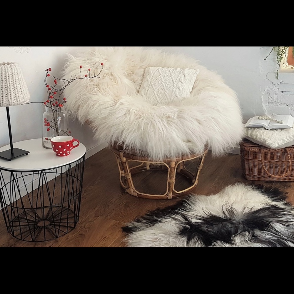 White Fur Papasan Chair Cover